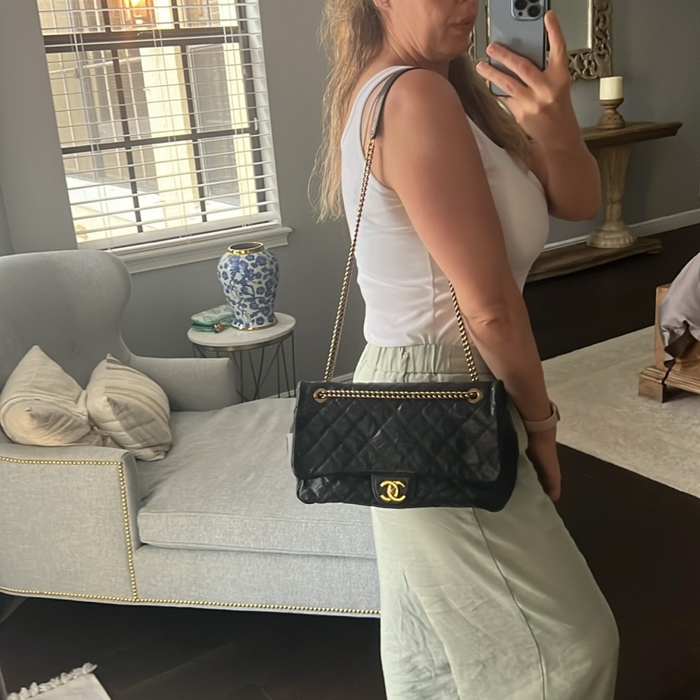 Chanel Easy Flap Jumbo Caviar Leather shoulder bag - Picture 9 of 13